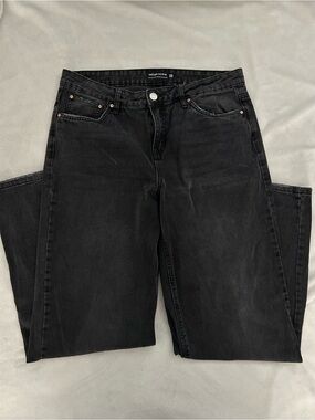 Black Denim Mid-rise Baggy Straight leg Jeans